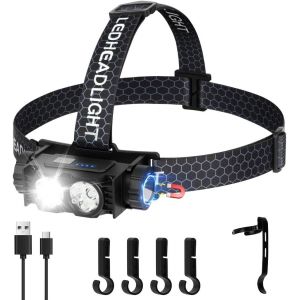 Lampe Frontale Led Ultra Puissante, Lampe Frontale Rechargeable Usb, 600 Lumens Torche Frontale Avec 3 Modes D'&eacute;clairage, Torche Frontale &Eacute;tanche Et L&eacute;ger, Pour Course, P&ecirc;che, Cyclisme - Neuf