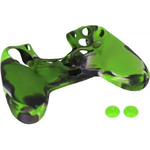 Ytseazn-Housse En Silicone Pourmanette Ps4,Coque En Silicone Antidérapante Avec 1 Paire De Poignées Pourmanette Ps4,Bleu Camouflage(Vert Camouflé) - Neuf