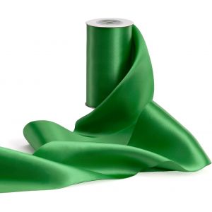Ruban Cadeau De 10 Cm De Large - Double Face - En Tissu Épais - Vert - Pour Emballage Cadeau, N?Ud, Grande Ouverture, Décoration De Noël, D'anniversaire, De Fête - 9,1 M - Neuf