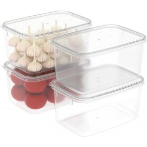2.2l*4 Boîte Conservation Alimentaire,Conteneur Alimentaire,Boîte De Rangement,Récipient De Congélateur Avec Couvercle,Sécuritaire Au Micro-Ondes,Sans Bpa,Plastique,Clair,2.2l-Lot De 4 - Neuf