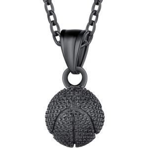 Trahoo-Collier Ballon De Football/Basketball/Rugby/Haltère/Gant De Boxe Doré/Noir/Acier Inoxydable 316l,Bijoux Pendentif Pour Amateurs Fans De Sports Avec Chaîne Ajustable 55+5cm Hommes Et Garçons - Neuf