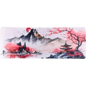 WQD-- Tapis DE Souris XXL - Japon Eternel - Ambiance Zen - 800 X 300 X 3 mm - Déco Japonaise - Antidérapant et Résistant à l'eau - Déco Bureau - Idée Cadeau Japon Asie - Neuf