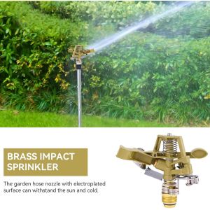 ASFASFq-Arroseur à Percussion en Laiton De 1/2 Pouce, Tête D'arrosage Robuste en Alliage De Zinc Réglable à 360 ° avec Buses, Bras à Bascule Rotatif, Arroseur d'eau(1/2 Pouce) - Neuf