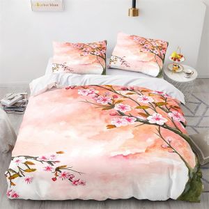X Cm Housse De Couette Polyester Coton Housse De Couette X Avec Deux Taies D'oreiller X Cm Fleurs De Cerisier Parure De Lit Impression D - Neuf