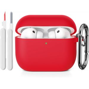 KALANKA-Coque de protection en silicone compatible avec AirPods Pro 3e g&eacute;n&eacute;ration, avec kit de nettoyage, coque de protection souple et fine, r&eacute;sistante aux chocs, avec kit de nettoyage et mousqueton - Neuf