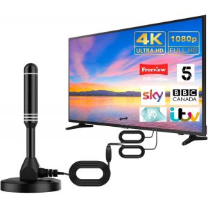 Antenne Tv Haute D&eacute;finition Portable Int&eacute;rieur/Ext&eacute;rieur, R&eacute;ception &Agrave; 360 &deg;, Antenne Tv Gratuite &Agrave; Gain &Eacute;lev&eacute;, Antenne Tv Prend En Charge 4K 1080P Vhf/Uhf, Hdtv Double Amplificateur De Signal - Neuf