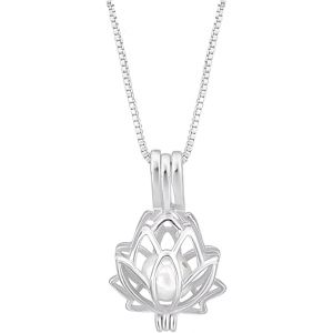 Kales-Collier Cage À Perles En Argent Sterling 925 Collier Avec Pendentif En Cage En Perles D'eau Douce Naturelles De 5mm Pour La Fabrication De Bijoux - Neuf