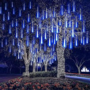 Lumi&egrave;res de douche de m&eacute;t&eacute;ores &agrave; LED,lumi&egrave;res de goutte de pluie tombantes,lumi&egrave;res de gla&ccedil;ons avec imperm&eacute;able &agrave; l'eau de 11,8 pouces 8 tubes SMD2835 192LEDs pour la f&ecirc;te de mariage vacances de No&euml;l - Neuf