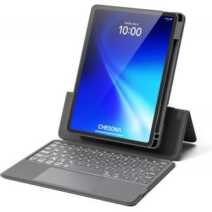 Clavier Ipad Air 11 Pouces M3 2025/M2 2024, Ipad Pro 11 Clavier Avec Trackpad, Backstand &Eacute;tui Clavier Robuste Pour Air 5/4, Azerty, &Eacute;tui Magn&eacute;tique D&eacute;tachable, Support R&eacute;glable 15-180&deg;, Gris[Z1550] - Neuf