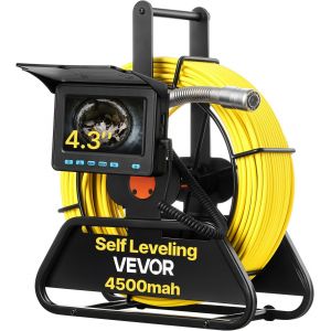 MEVRONISSHOP-Cam&eacute;ra Inspection Canalisation 30 m Cam&eacute;ra Endoscopique Autonivelante &Eacute;cran HD 11 cm Endoscope Canalisation pour Conduits &Eacute;gouts Plomberie, &Eacute;tanche IP68 12 LED Batterie 4500 mAh Carte SD - Neuf