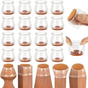 Lot De 20 Protections De Sol En Silicone Pour Pieds De Chaise, Protections De Sol Pour Chaises, Protections En Caoutchouc Pour Pieds De Chaise Sur Parquet, Housses Pour Pieds De Chaise Sur Parquet (Transparent, Taille Moyenne) - Neuf