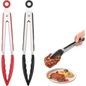 Cuisine De Pinces, En Silicone Alimentaire, Des Pinces, Des Pinces, Grille-Pain, Barbecue Pince De Cuisine En Acier Inoxydable Pinces, Ustensiles De Cuisine, De Cuisson, De Pinces (Rouge/Bleu) - Neuf