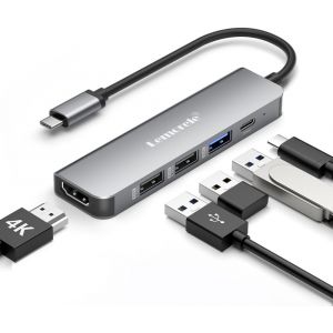 Dock Station D'Accueil Usb C, Adaptateur Hub Usb-C 5-En-1 Vers Hdmi 4K, Usb 3.0, 2 Usb 2.0, 100W Pd, Pour Macbook/Hp/Dell/Lenovo/Acer Et Plus[Z59] - Neuf