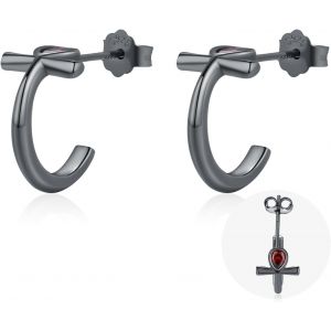 Kal-Ankh Boucles D'oreilles En Forme De Croix En Argent Sterling 925 Ankh Half Huggie Boucles D'oreilles Créoles Égyptiennes Bijoux Pour Femmes Et Hommes, Argent Sterling - Neuf