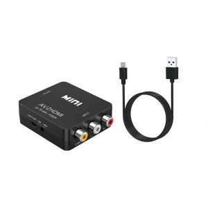 Convertisseur RCA vers HDMI,convertisseur AV vers HDMI,adaptateur de convertisseur audio vid&eacute;o 1080P Mini RCA CVBS PAL/NTSC pour TV/P - Neuf