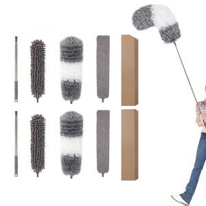 Ensemble de 4 plumeaux en microfibre avec manches extensibles et t&ecirc;tes flexibles pour le nettoyage de la maison - Neuf