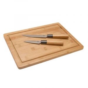 Planche &Agrave; D&eacute;couper + 2 Couteaux Inox 3cr14 12,7cm Et 7,6cm - Neuf