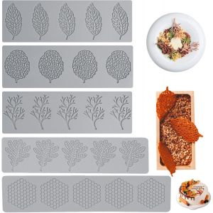 Jexnovashop-5 Pi&egrave;ce Moule Silicone Patisserie, Assez Profond Moule Dentelle Feuille R&eacute;utilisable, Moule Feuille Sans Bpa Pour, Moule En Dentelle Fondante Pour Chocolat, D&eacute;coration De G&acirc;teaux - Neuf