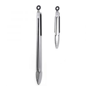 Pinces &agrave; barbecue en acier inoxydable et silicone r&eacute;sistant &agrave; la chaleur, lot de 2 - Neuf