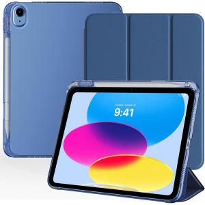 Compatible avec Coque Apple iPad 11 Pouces(A16) 2025, iPad 10&egrave;me G&eacute;n&eacute;ration 10,9 Pouces 2022 avec Porte-Stylet, L&eacute;g&egrave;re & Mince &Eacute;tui Arri&egrave;re Translucide, R&eacute;veil/Sommeil Auto, Gris Bleu - Neuf