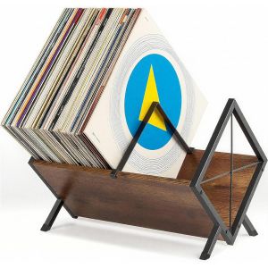 MEVRONISSHOP-Support pour disques vinyles, 80 &agrave; 100 vinyles, 40 x 30 x 30 cm, &eacute;tag&egrave;re &agrave; 1 niveau avec pince de s&eacute;paration antid&eacute;rapante, organiseur pour CD, albums, magazines et livres - Neuf