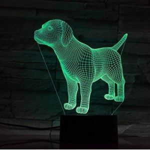 Lampe Illusion 3D Chiot - Veilleuse Led - Décoration De Table - 7 Couleurs - Contrôle Tactile - Alimentée Par Usb - Lampe Visuelle 3D Magique Pour La Décoration De La Maison - Neuf