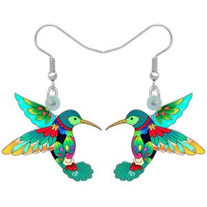 Kal-Boucles D'oreilles Colibri Volant En Acrylique Charms Printemps Eté Bijoux Oiseaux Colibri Cadeaux Pour Femme Fille - Neuf