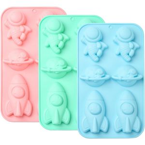 Kalanka-Lot De 3 Moules En Silicone En Forme D'astronaute En Forme De Fusée Pour Gâteaux, Pain, Bonbons, Pudding, Beurre, Biscuits, Travaux Manuels - Neuf