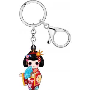 KAL-Porte-Clés En Acrylique Mignon Japonais En Forme De Poupée Kimono, Accessoires Pour Femmes Et Filles, Clés De Voiture, Portefeuille, Cadeaux - Neuf