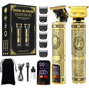 Tondeuse &Agrave; Barbe Pour Homme, Tondeuse &Agrave; Barbe Professionnelle &Agrave; Lame En T, Sans Fil, Rechargeable Par Usb, Avec &Eacute;cran Lcd, Kit De Toilettage 7 En 1 Pour Barbiers Et Maison, Cadeaux Pour Homme Coupe D - Neuf