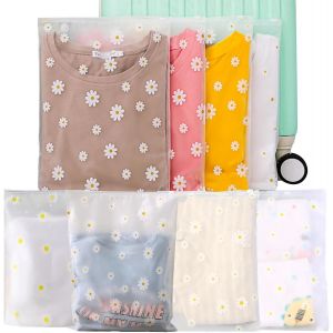 20 Pi&egrave;ces Sac Zipper Voyage Pochette &Eacute;tanche Transparent Sac De Rangement Voyage Vetement Plastique Sacs V&ecirc;tements Seal Pochette Pour Costume, Chaussures, Cosm&eacute;tique (Floral) - Neuf