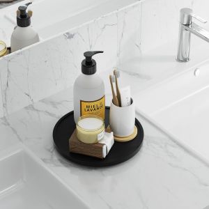 Tianyi-Lazy Susan Organiseur En Bambou Antid&eacute;rapant De 22,9 Cm Pour Armoire De Cuisine, Plateau Tournant En Bois Pour Comptoir De Cuisine, Noir - Neuf