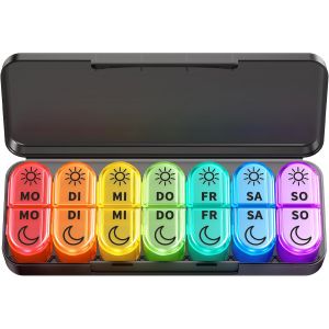 Kalanka-Pilulier 7 Jours Matin Soir - Sans Bpa - Petite Bo&icirc;te &Agrave; M&eacute;dicaments Pour Les D&eacute;placements - 7 Jours - 2 Compartiments - Grands Compartiments Pour M&eacute;dicaments, Vitamines, Huile De Poisson - Neuf