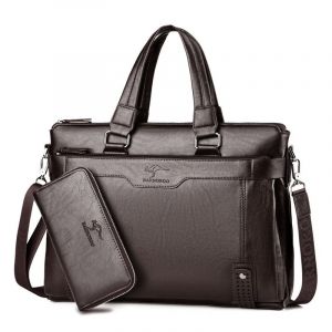 Sac pour ordinateur portable en cuir pour hommes,étui à bombes exécutives,sac en cuir LegiDispensLeather,sac lancé par l'homme,valise de créateur,sacs de luxe,17 pouces - Coffee 2 - Neuf