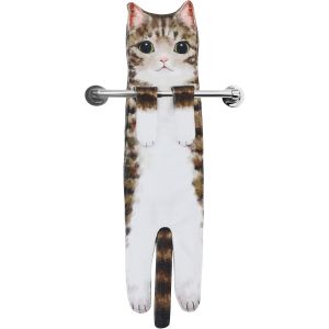 Eryi-Drole Serviette Main Chat Suspendue -Cadeau Original Utile Insolite Humour -Kawaii Chat Serviette Doux Sechage Rapide Toilette Deco Interieur Bain Cuisine-Idee Cadeau Femme Noel Anniversaire - Neuf