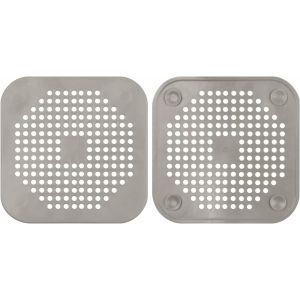Lot de 2 filtres de vidange en silicone avec ventouse, filtre d'évier, filtre anti-obstruction pour salle de bain, baignoire, cuisine, attrape-cheveux (gris) - Neuf