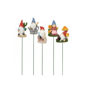 Lot de 5 statues de jardin en r&eacute;sine repr&eacute;sentant des nains de No&euml;l, ornements pour pots de fleurs et d&eacute;coration ext&eacute;rieure - Neuf