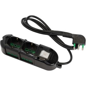 48113-B Multiprise &Eacute;lectrique 6 Places Avec 2 Prises Universelles Et 4 Prises Bivalentes Italiennes Lat&eacute;rales Multiprise 16 A Couleur Noire[DYB982063] - Neuf