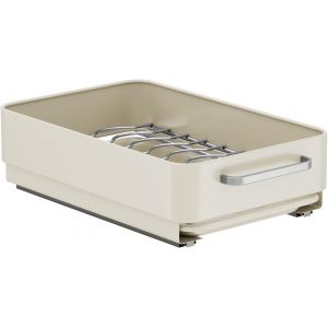 &Eacute;gouttoir &Agrave; Vaisselle Extensible 2 En 1, Support De Couvercle De Casserole, Organiseur De Placard Extensible Avec Tapis D'&eacute;gouttement, &Eacute;tag&egrave;res De Rangement Pour Armoires De Cuisine, 25 X 39 X 10 Cm - Neuf