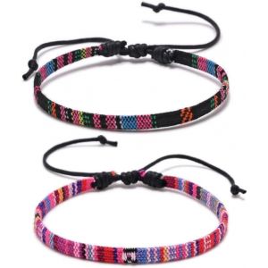 Eryi-Bracelet Cheville Femme De Cheville Surfeur 2 Pièces Bracelet De Surfeur Bracelet Ethnique Étanche Réglable Bracelets Tressés Faits À La Main Unisexe(C) - Neuf