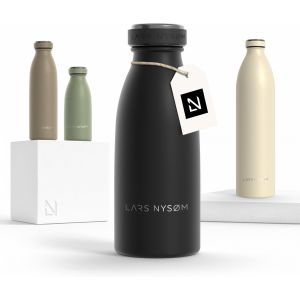 Gourde Inox 350ml | 0.35l Bouteille D`Eau Isolée | Gourde Étanche Pour Le Sport, La Bicyclette, Les Enfants (Carbon Black, 350ml) - Neuf