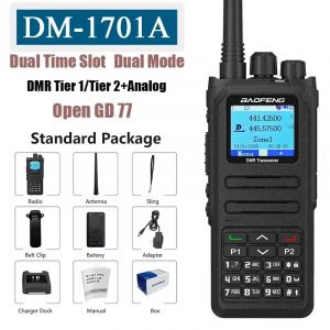 Baofeng DMR DM-1701A Radio numérique talkie-walkie double Modes analogique DM-1701 ouvert GD77 VHF UHF double emplacement de temps niveau 1 + 2 Radios jambon - Type Standard Package-EURO - Neuf