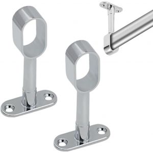 Paquet De 2 Supports De Tringle De Garde-Robe,Prend En Charge Le Support Central De Tringle De Garde-Robe Ovale,Adapté Aux Tubes De Garde-Robe Ronds,Aux Tringles À Rideaux De Plafond - Neuf