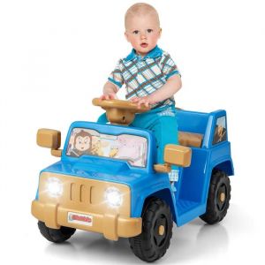Costway 6v Voiture &Eacute;lectrique Enfant Avec Volant & Klaxon & Led, Gobelet De Rangement & P&eacute;dale, Pour 18 Mois+ Charge 20kg, Bleu - Neuf