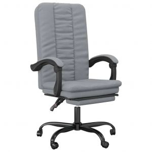 Chaise fauteuil si&egrave;ge pivotante de inclinable de bureau informatique &eacute;tude clair tissu gris Helloshop26 02_0024235 - Neuf