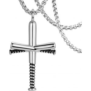 Tianyi-Goth Vintage Croix Pendentif Collier Acier Inoxydable Grand Punk Croix Collier Croix D'argent Pendentif Cadeau Pour Les Hommes Et Les Femmes - Neuf