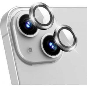 Cam&eacute;ra Arri&egrave;re Protecteur Compatible avec iPhone 14/14 Plus, HD Anti Rayures Verre Tremp&eacute; Protecteurs D'objectif T&eacute;l&eacute;phone Portable, Lentille Coque Compatible avec iPhone 14/14 Plus - Argent - Neuf
