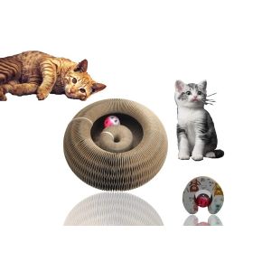 Griffoir Pour Chat Avec Clochette - Jouet Interactif Et Griffoir, Pliable, En Papier Ondul&eacute; - Neuf