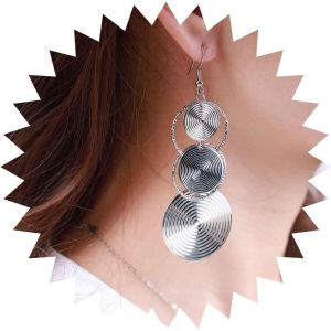 Kal-Boucles D'oreilles Boho Rondes Pendantes Boucles D'oreilles Argent Cercle Triple Boucles D'oreilles Vintage Spirale Sculptées Boucles D'oreilles Ethniques Géométriques Boucles D'oreilles - Neuf