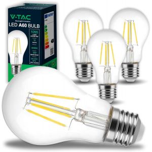 Kal-4x Ampoules Led Filament E27 - A60-10w (Équivalent 75w) - 1055 Lumen - Ampoule Led Verre - Efficacité Maximale Et Économie D'énergie - 4000k Blanc Neutre - Neuf